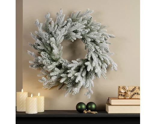 Norway Wreath Snowy Indoor - Green / White