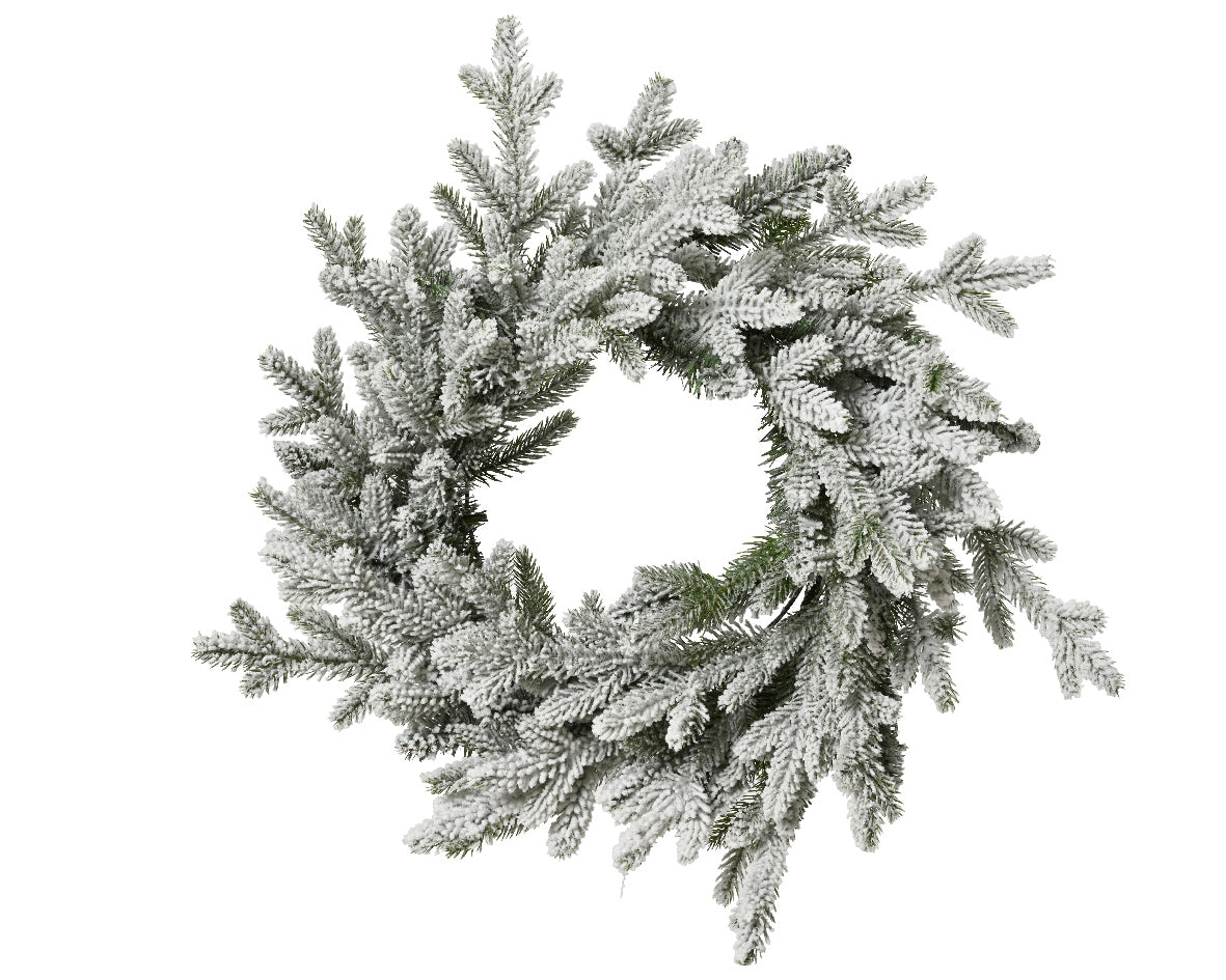 Norway Wreath Snowy Indoor - Green / White