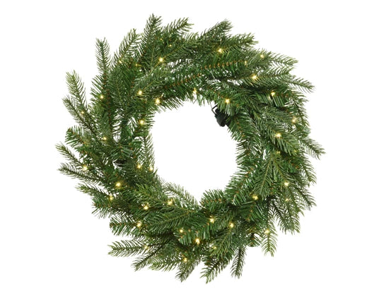 Grandis Wreath, Indoor and Outdoor -  PRE-LIT Green / Warm White