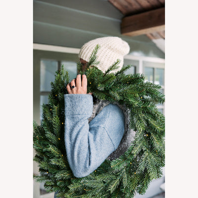 Grandis Wreath, Indoor and Outdoor -  PRE-LIT Green / Warm White