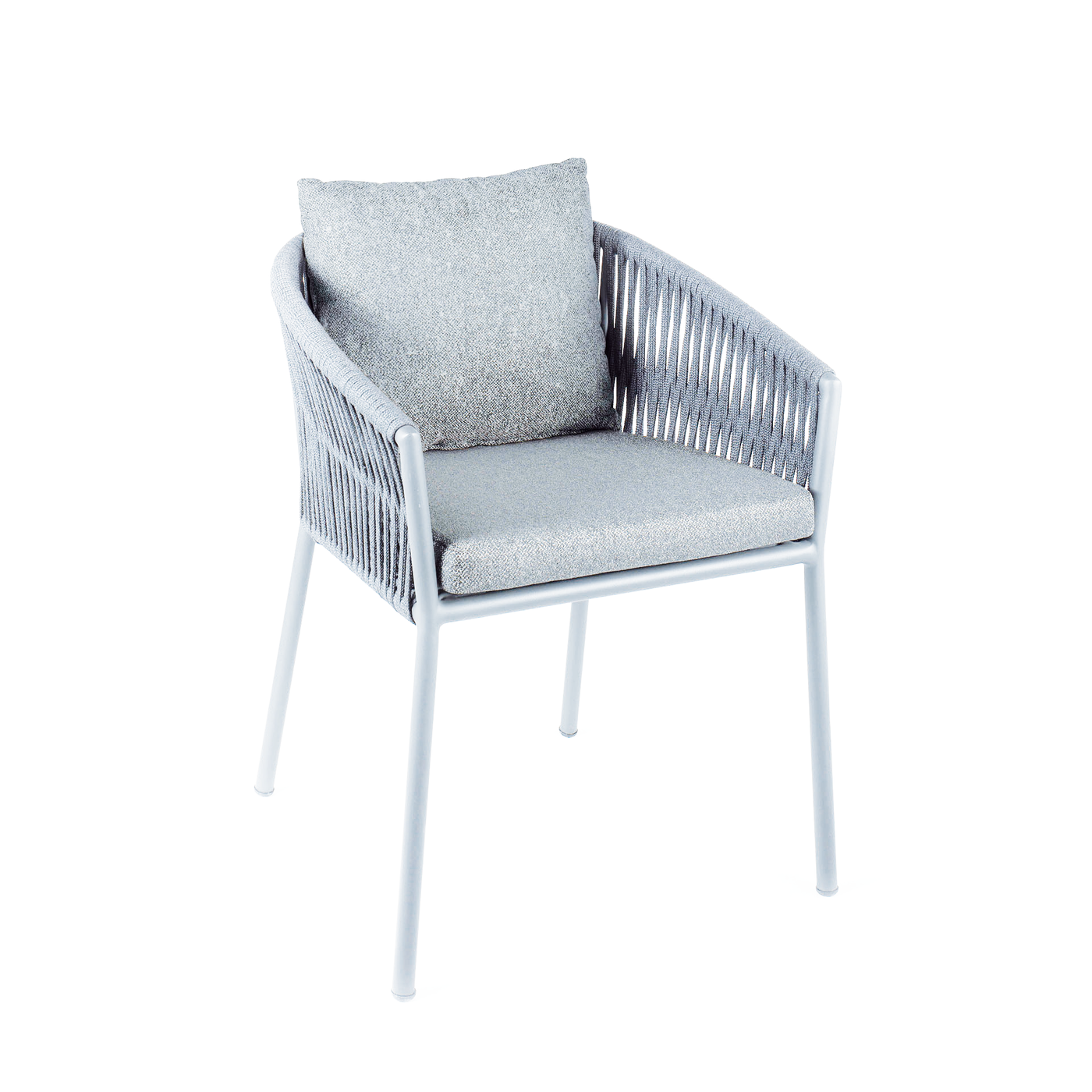 Gabon Dining Chair Aluminum White Rope Light Grey + Cushion