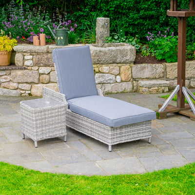 Vienna - Light Grey Sun Lounger with Table