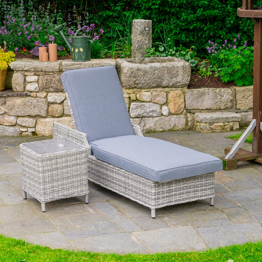 Vienna - Light Grey Sun Lounger with Table