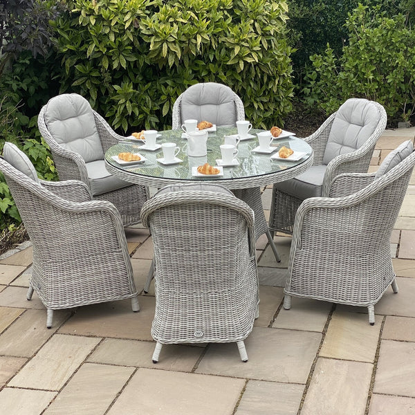 6 seater round garden table and chairs hot sale